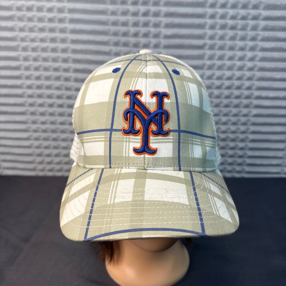 Nike New York Mets Plaid Baseball Cap Blue Orange NY Logo MLB Adult Hat Cap